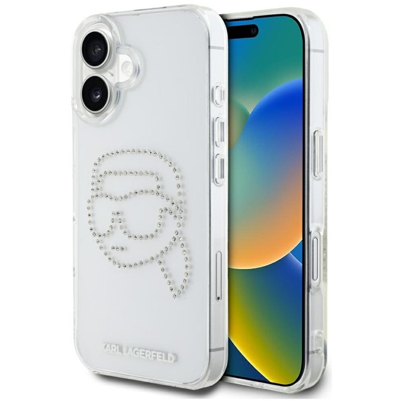 Karl Lagerfeld IML Kalnų krištolo Karlo Galva - Dėklas iPhone 16 (skaidrus)