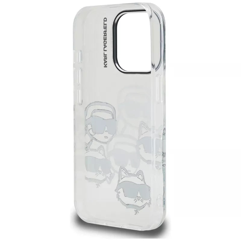 Karl Lagerfeld IML Multi K&C Head Pattern dėklas, skirtas iPhone 16 Pro (skaidrus)