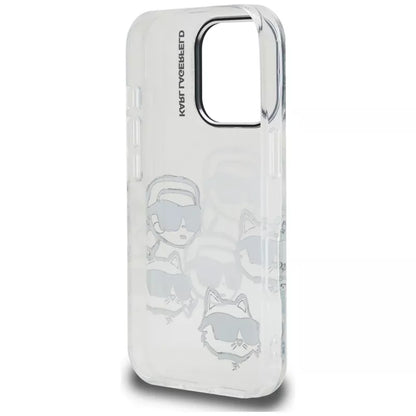 Karl Lagerfeld IML Multi K&C Head Pattern dėklas, skirtas iPhone 16 Pro (skaidrus)