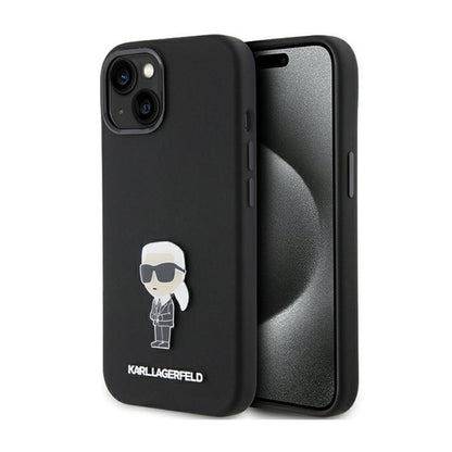 Karl Lagerfeld Silicone Ikonik Metal Pin – iPhone 15 dėklas (juodas)