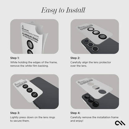 Case-Mate Aluminum Ring Lens Protector - Apsauginis stiklas Samsung Galaxy S24 kameros lęšiui (juodas)