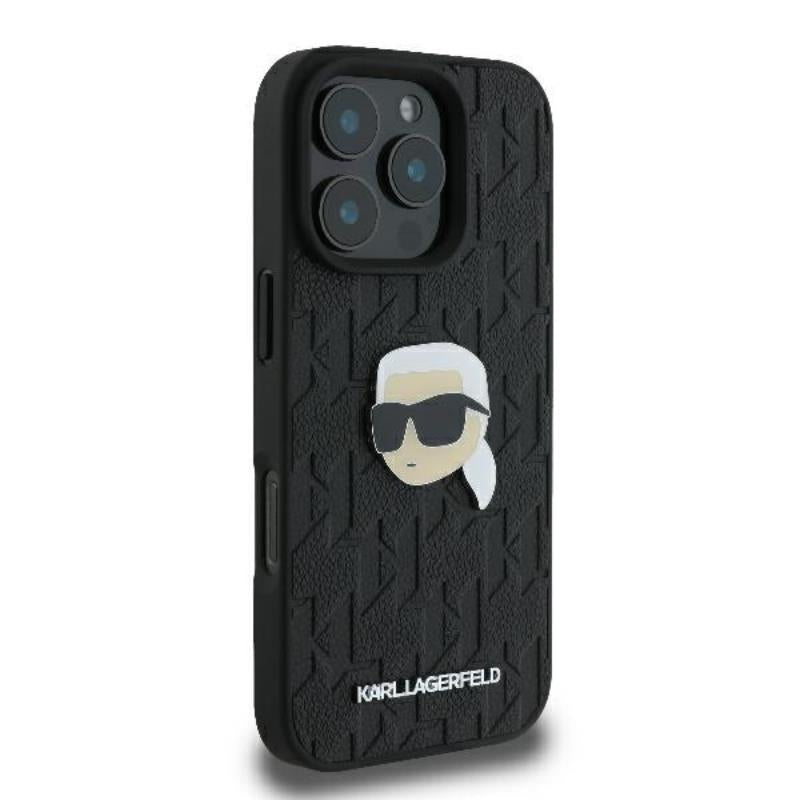 Karl Lagerfeld Monogram Karl galvos sagtelė – dėklas iPhone 16 Pro Max (juodas)