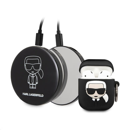 Karl Lagerfeld Bundle Ikonik - dėklų rinkinys, skirtas Apple Airpods 1/2 + Power Bank su veidrodėliu