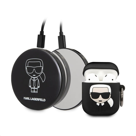 Karl Lagerfeld Bundle Ikonik - dėklų rinkinys, skirtas Apple Airpods 1/2 + Power Bank su veidrodėliu
