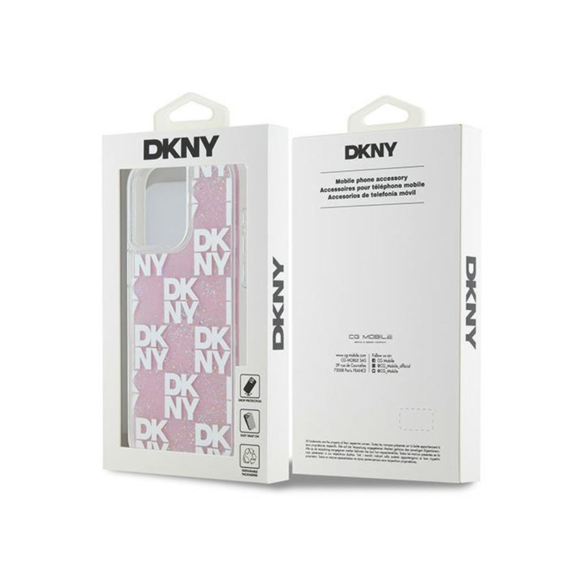 DKNY Liquid Glitter Multilogo – dėklas skirtas „iPhone 15 Pro Max“ (rožinis)