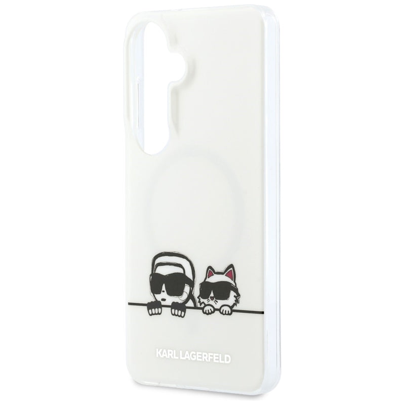 Karl Lagerfeld IML Peekaboo Karl & Choupette MagSafe dėklas, skirtas Samsung Galaxy S26+ (transparent)