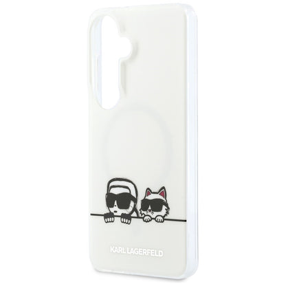 Karl Lagerfeld IML Peekaboo Karl & Choupette MagSafe dėklas, skirtas Samsung Galaxy S26+ (transparent)