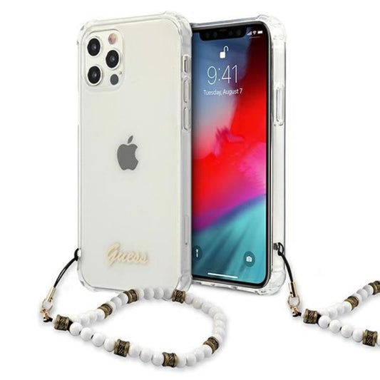 Guess White Pearl Strap - Dėklas iPhone 12 Pro Max (Skaidrus)