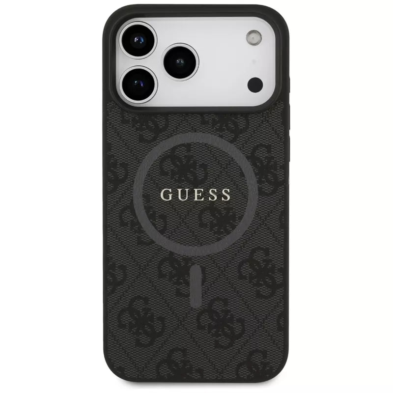 Guess 4G Ring Classic Logo MagSafe - Dėklas iPhone 17 Pro Max (juodas)