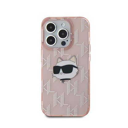 Karl Lagerfeld IML Choupette Head & Monogram – iPhone 15 Pro dėklas (rožinis)