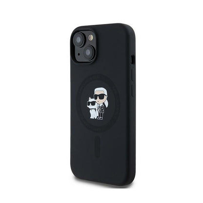 Karl Lagerfeld Silicone Karl & Choupette MagSafe - dėklas iPhone 15 Plus / 14 Plus (juodas)