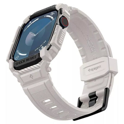 Spigen Rugged Armor Pro - dirželis su dėklu, skirtas Apple Watch 10 46 mm (smėlio spalvos)
