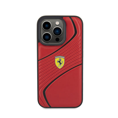 Ferrari Twist Metal Logo – dėklas, skirtas iPhone 15 Pro (raudonas)