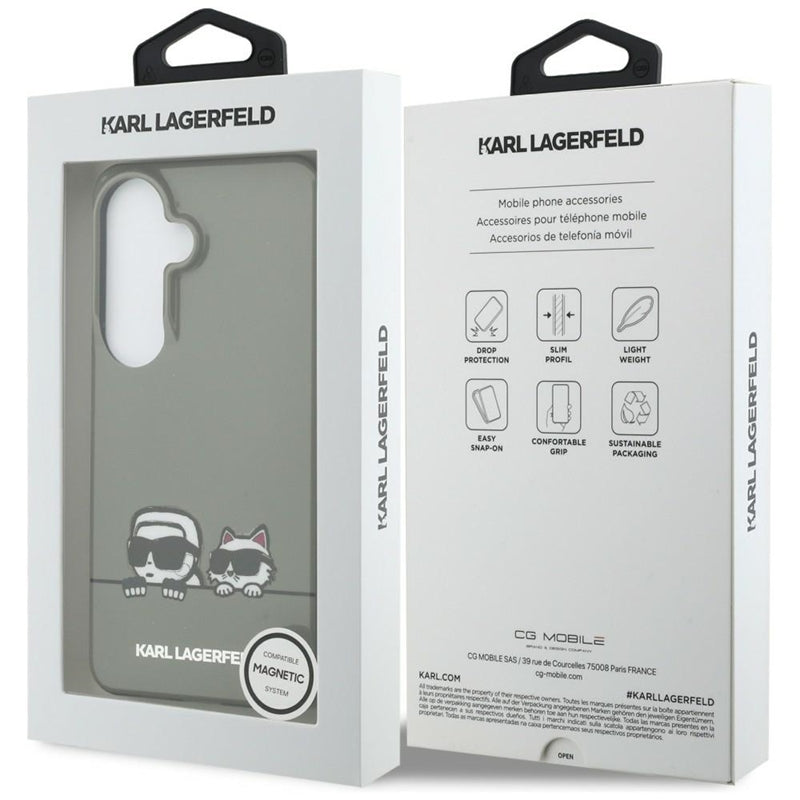 Karl Lagerfeld IML Peekaboo Karl & Choupette MagSafe dėklas - Samsung Galaxy S26 dėklas (juodas)