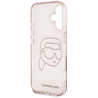 Karl Lagerfeld IML Rhinestones Karl Head – dėklas iPhone 16 (rožinis)