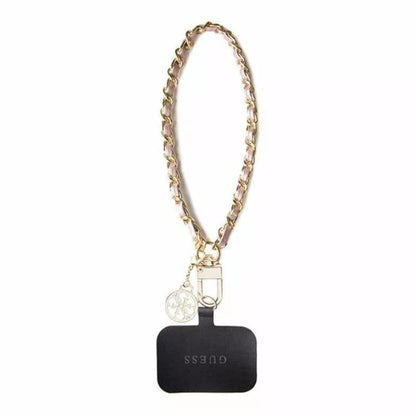 Guess Universalus rankinis dirželis Saffiano Chain 4G Charm – universalus telefono dirželis (rožinis)