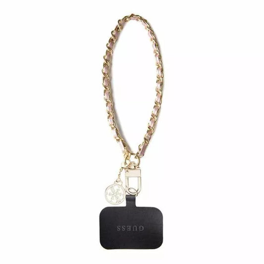Guess Universalus rankinis dirželis Saffiano Chain 4G Charm – universalus telefono dirželis (rožinis)