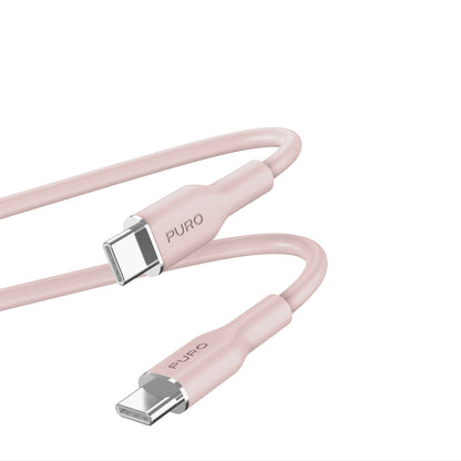 PURO ICON Soft Cable – USB-C į USB-C laidas 1,5 m (dulkėtai rožinė)