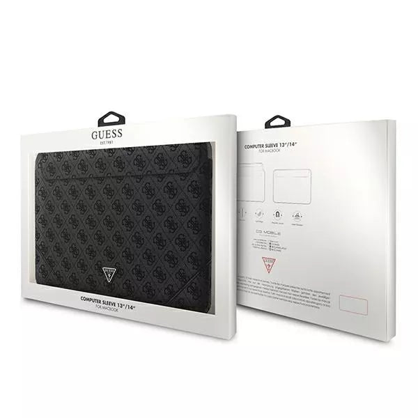 Guess 4G Uptown Triangle Logo Sleeve - Nešiojamojo kompiuterio dėklas 13" / 14" (juodas)