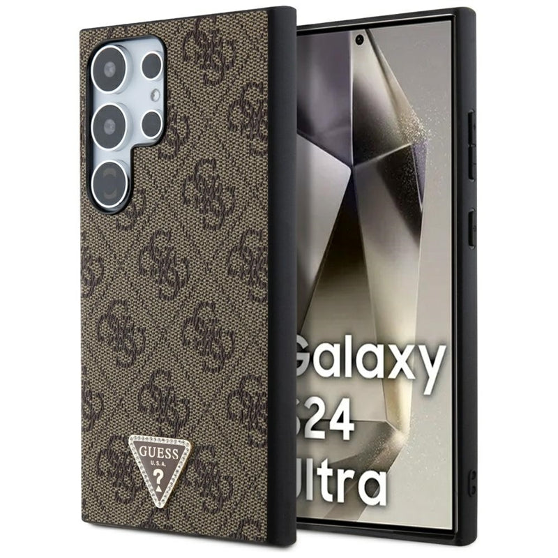 Guess 4G Triangle Strass - Dėklas Samsung Galaxy S24 Ultra (Ruda)