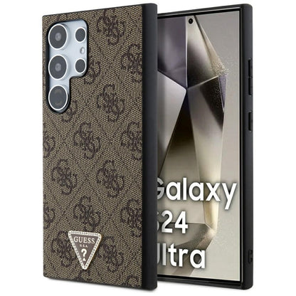 Guess 4G Triangle Strass - Dėklas Samsung Galaxy S24 Ultra (Ruda)