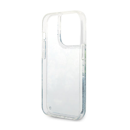 Guess Skystas Žėrutis su Gėlės Motyvu Dėklas, skirtas iPhone 14 Pro (Žalia)