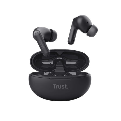 Trust Yavi – belaidės „In-Ear“ „Bluetooth TWS“ ausinės su įkrovimo dėklu ir ENC (juodos)