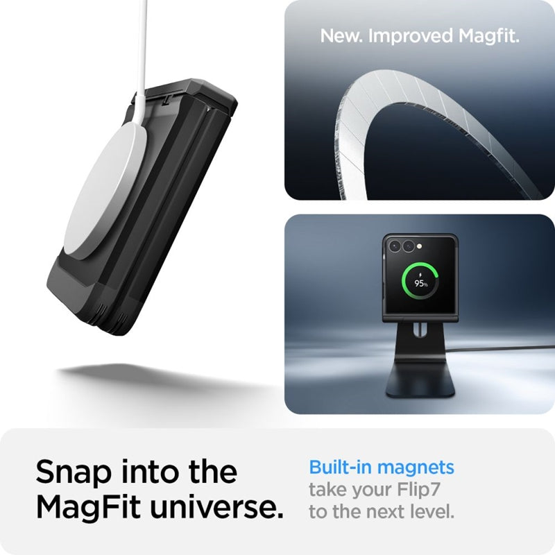 Spigen Tough Armor Pro Mag MagSafe – dėklas, skirtas Samsung Galaxy Z Flip 7 (juodas)