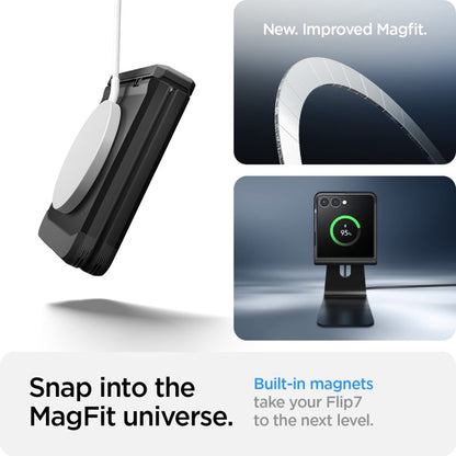 Spigen Tough Armor Pro Mag MagSafe – dėklas, skirtas Samsung Galaxy Z Flip 7 (juodas)