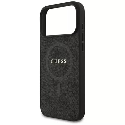 Guess 4G Ring Classic Logo MagSafe - Dėklas iPhone 17 Pro Max (juodas)