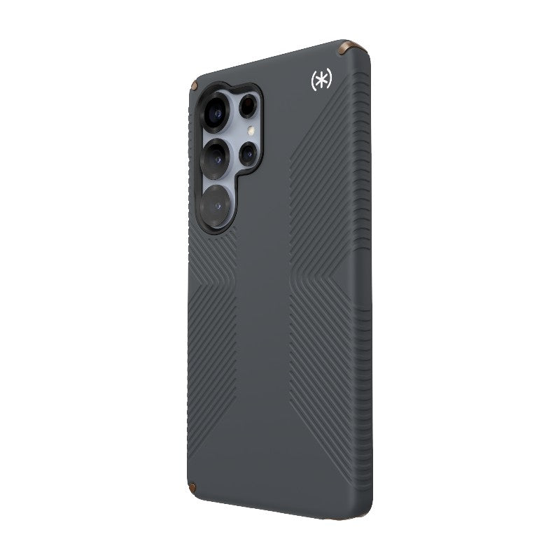 Speck Presidio2 Grip Magnet – dėklas Samsung Galaxy S25 Ultra MagSafe (anglies pilka/vėsi bronzinė/balta)