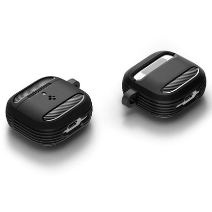 Spigen Rugged Armor – dėklas, skirtas „Apple AirPods 4“ (matiškai juoda)