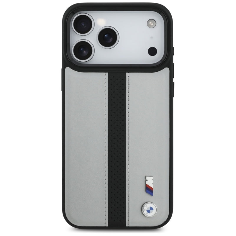 BMW M perforuotos juostelės logotipas MagSafe - iPhone 17 Pro Max dėklas (pilkas)