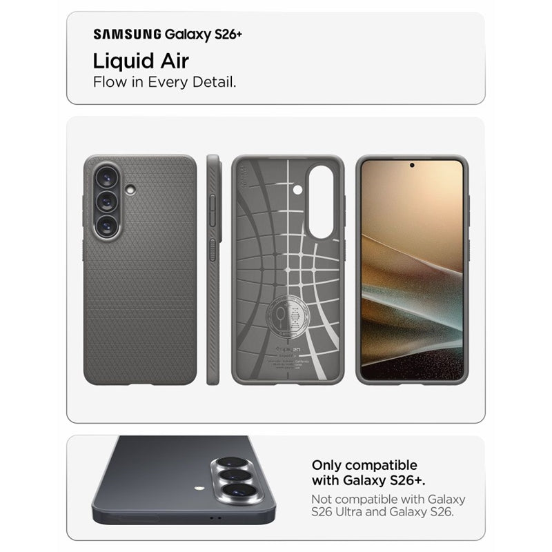 Spigen Liquid Air dėklas, skirtas Samsung Galaxy S26+ (Marmuro pilkos)