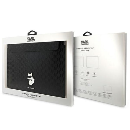 Karl Lagerfeld NFT Saffiano Monogram Ikonik Choupette dėklas - 14 colių nešiojamojo kompiuterio dėklas (juodas)