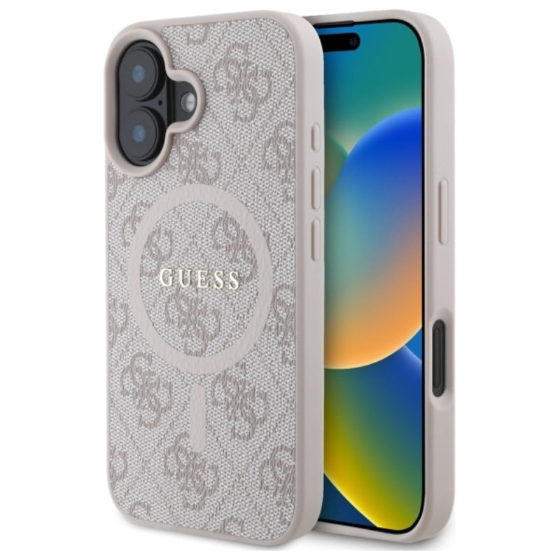 Guess 4G Ring Classic Logo MagSafe - "iPhone 16" dėklas (rožinis)