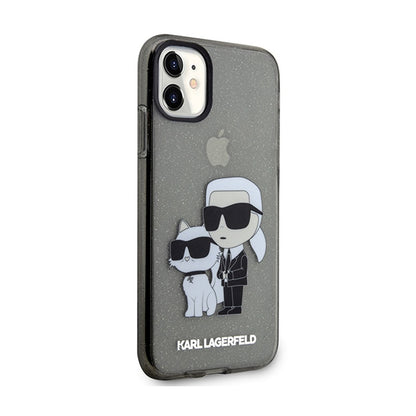 Karl Lagerfeld IML Glitter Karl & Choupette – iPhone 11 dėklas (juodas)