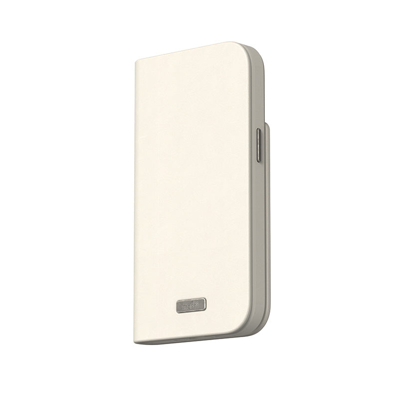 Moshi Overture MagSafe – Odos 3-in-1 dėklas su atverčiamu dangteliu skirtas iPhone 15 (Eggnog White)