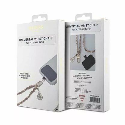 Guess Universalus rankinis dirželis Saffiano Chain 4G Charm – universalus telefono dirželis (rožinis)