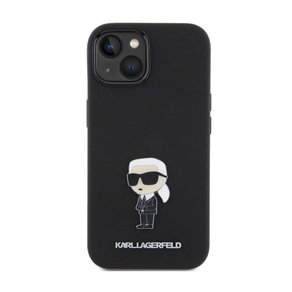 Karl Lagerfeld Silicone Ikonik Metal Pin – iPhone 15 dėklas (juodas)