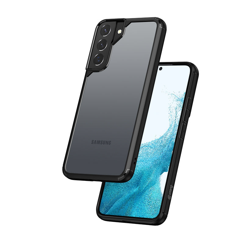 Crong Hybrid permatomas apsauginis dėklas, skirtas Samsung Galaxy S22+ (juodas)