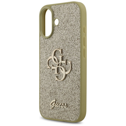 Guess Fiksuotas Blizgučiai Big 4G dėklas iPhone 17 (auksinis)