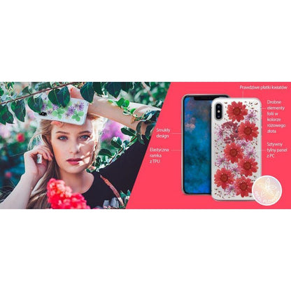 PURO Glam Hippie Chic dėklas, skirtas iPhone XR (tikri žali gėlių žiedlapiai)