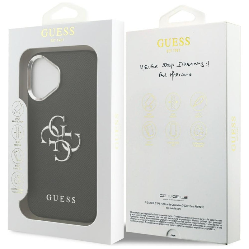 Guess Grained Big 4G Classic Logo dėklas iPhone 17 (juodas)
