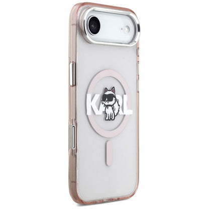 Dėklas iPhone Air (rožinis) su Karl Lagerfeld IML Choupette pieštuku ir MagSafe logotipu