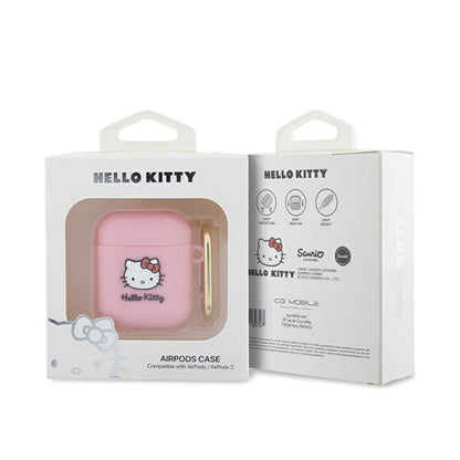 Hello Kitty Silikoninis 3D Katinėlio galvos dėklas, skirtas „AirPods 1/2“ kartos ausinėms (rožinis)