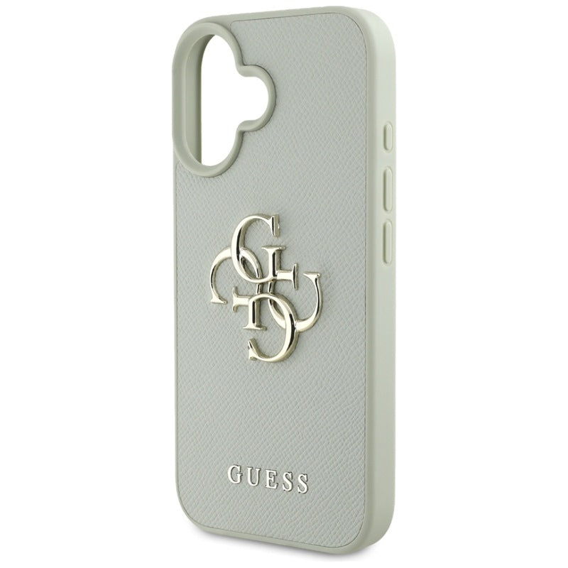 Guess Grained Big 4G Logo Small Classic Logo – dėklas iPhone 16 (žalias)