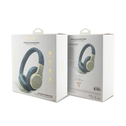 Guess 4G Script Metal Logo – „Bluetooth V5.3“ belaidės ausinės į ausis (mėlynos)