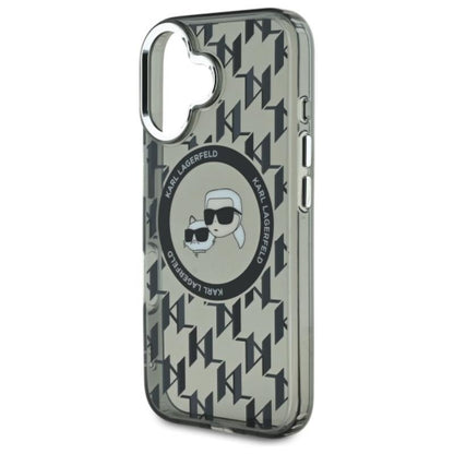 Karl Lagerfeld IML Monogram Karl & Choupette Head MagSafe – dėklas skirtas iPhone 16 (juodas)