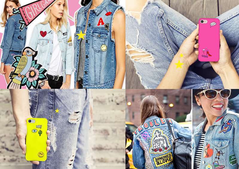 PURO Patch Mania – dėklas, skirtas „Samsung Galaxy A3“ (2017), su 5 lipdukais (geltonas)